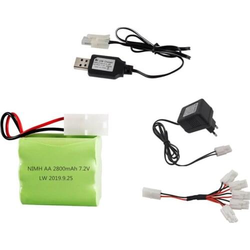 7.2v 2800mah NIMH Battery + Charger For Rc toys Car Boats Tank Train Guns ni-mh AA 7.2v Rechargeable Battery Pack Tamiya plug