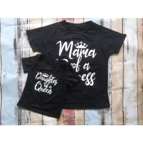 New Solid Color Printed Parent-child Short-sleeved T-shirt Harajuku Shirts for Women Childrens clothing Fashion Clothing