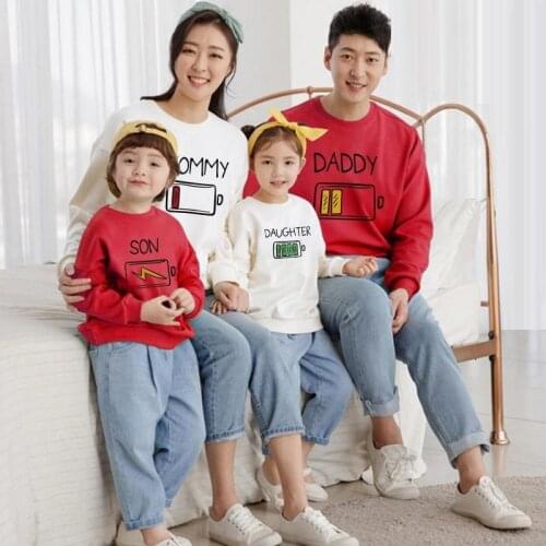 Fall Longsleeve Family Matching Outfits Mommy and Me Colthes Mother Daughter Father Son Sweatshirts Baby Boys Girls Cotton Tops