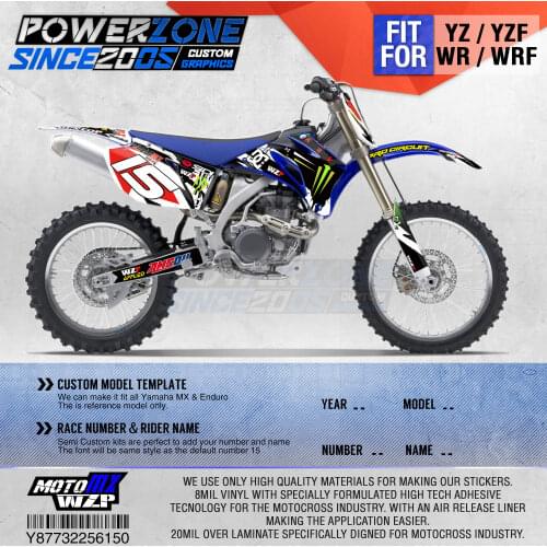 PowerZone Customized Team Graphics Backgrounds Decals 3M Custom Stickers For YAMAHA YZF250 450 06-09 WR250F/450F 07-13 07-11 150