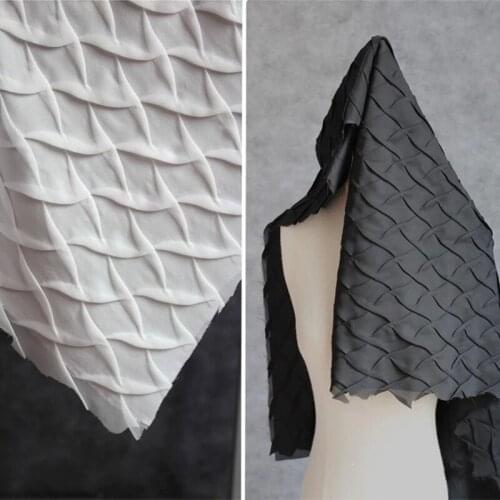 3D Pleated Fabric Hand Woven Chiffon Folds DIY Patchwork Clothes Geometry Transform Decor Shirt Dress Original Designer Fabric