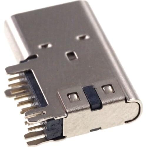 5pcs USB 3.1 Type C Connector 14 Pin Female Socket receptacle Through holes PCB Flag Type Angle 90 Degree Shield 5A vbus