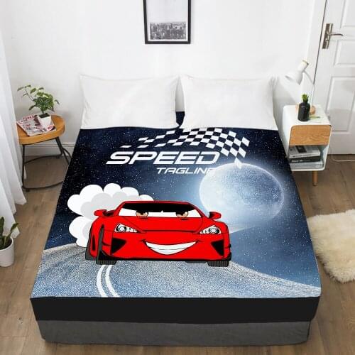 Car Cartoon Kids Elastic fitted sheet bed sheet With An Elastic Band 150x200 Mattress Cover Bed cover for children baby SPEED