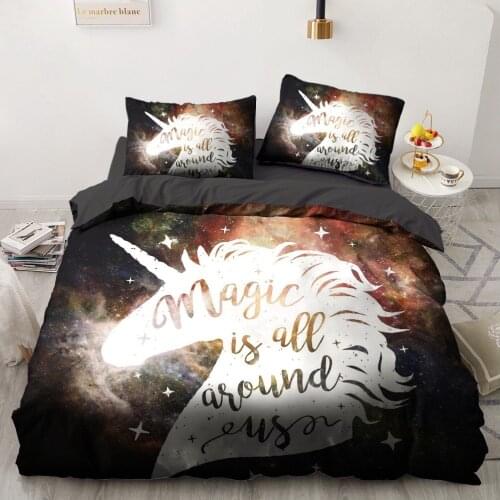 Luxury 3D Bedding Set Duvet Cover Set Comforter Full King Queen Double Single Size Unicorn Cartoon Design Custom Bedclothes