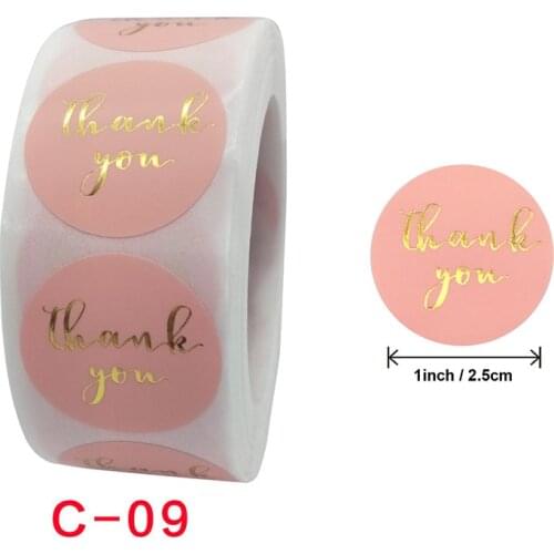 School Teacher Supplies Cards Decoration Multi Purpose Reward Sticker Round Shape for Candy Gift Box Thanks Sticker Pink