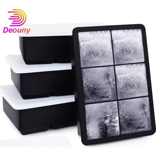 DEOUNY Ice Cube 1Trays Silicone For Making Large Ice Cubes Easy Release Reusable Molds Maker With Lids Chilling Whiskey Wine