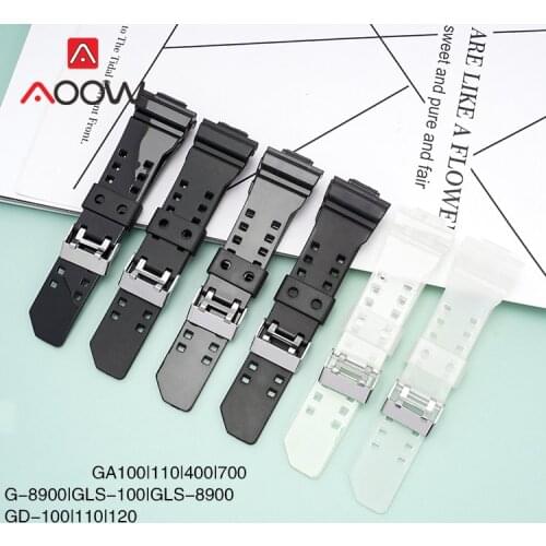 Resin Sport Strap for Casio G-SHOCK GA-100 GA-110 GD-120 GLS-100 Matte Glossy Buckle Men Replacement Band Watch Accessories Gold