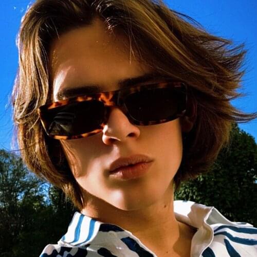 Unique Unisex Small Square Sunglasses Fashion Brand Clear Pink Rectangle Sun Glasses Female Narrow Frame Mens Glasses UV400