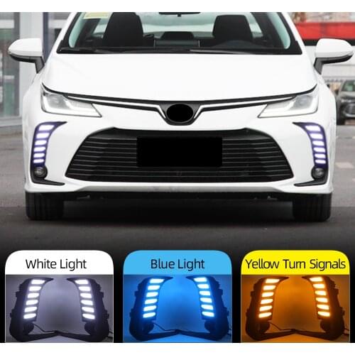 2PCS LED Daytime Running Light For Toyota Corolla 2019 2020 Yellow Turn Signa 12V Fog Lamp Decoration Bumper Light DRL