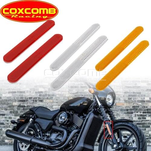 2pcs Red/Yellow/White Motorcycle Warning Reflective Tape Sticker Safety Reflector for Harley Dyna Sportster Softail Cafe Racer
