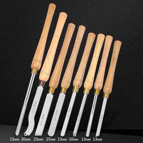 Woodworking Lathe Chisel Set High Speed Steel Skew Spindle Round Nose Gouge Wood Turning Tools with HSS Blade Hardwood Handles