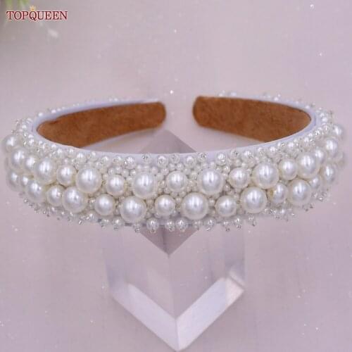 TOPQUEEN FG09 Luxurious Full Pearl Baroque headband New Bridal Hair Accessories Pearl Hair Jewelry Elegant Wedding Hair Hoop