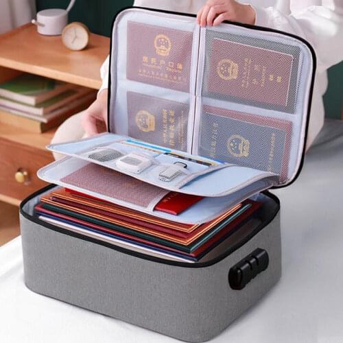 Thickened Multi-Layer Document Tickets Storage Bag Certificate File Organizer Case Home Travel Passport Briefcase with Lock