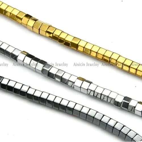 High Quality 3x5mm Thick Hexagon Spacer Beads Gold Silver Black Plaing DIY Bracelet Necklace Making Beads 5pc/lot