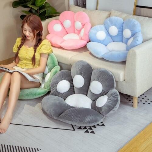 High Quality Pink Cushion Long Plush Cat Paw Chair Seat Cushion Back Cushion Comfortable Thick Stool Butt Office Cushion