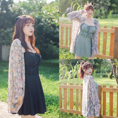 Japanese Large Leaf-Shaped Sling, Wrinkled Elastic, Three-Piece Set Of Split Ends, Small Broken Flowers Gathered In Sunscreen