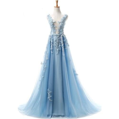 Elegant simple prom dress high neck sleeveless open keyhole back evening dress with flowers and beadings quick shipping