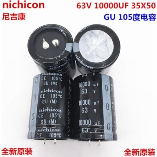 2PCS/10PCS 10000uf 63v Nichicon GU 35x50mm 63V10000uF Snap-in PSU Capacitor