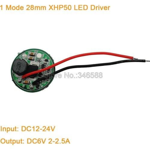 28mm 1 Mode XHP50 XHP-50 LED Driver Input DC12V-24V Output DC6V 2-2.5A Transformers Used for Car / Motorcycle / Flashlight