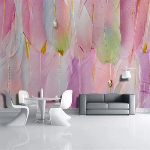 Milofi custom 3D wallpaper mural Nordic feather jewelry simple living room background wall living room bedroom decoration painti