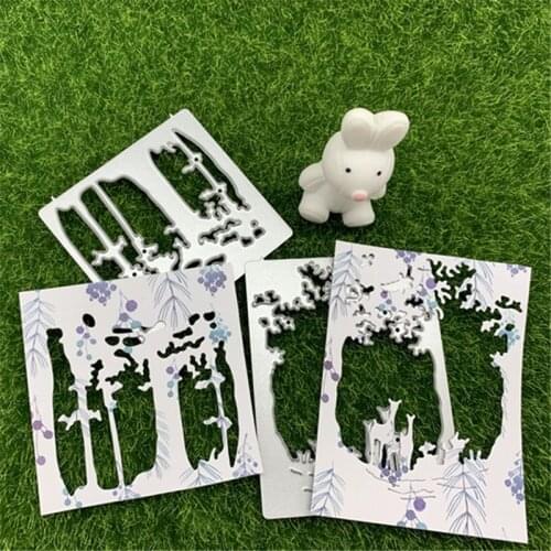 Christmas elk Christmas tree frame three-dimensional painting hand embossed DIY album scrapbook greeting card decoration metal c