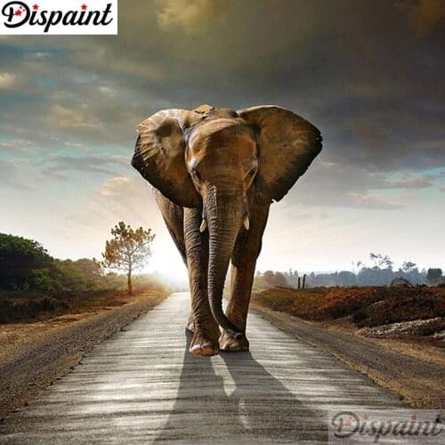 Dispaint 5D Diamond Pattern Rhinestone Needlework Diy Diamond Painting Cross Stitch "Animal elephant" Diamond Embroidery A25542
