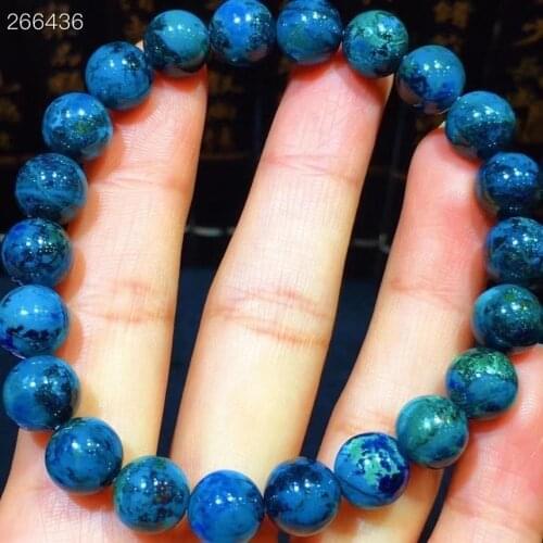 Genuine Natural Malachite Azurite Blue Bracelet 9mm Round Beads Woman Men Azurite Malachite Bracelet AAAAAA
