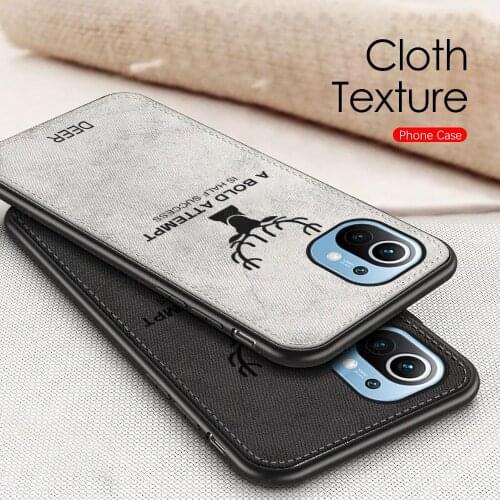Deer cloth pattern fabric phone cover for xiaomi mi 11 lite 4 /5g case xiomi 11lite mi11 pro ultra light silicon shockproof case