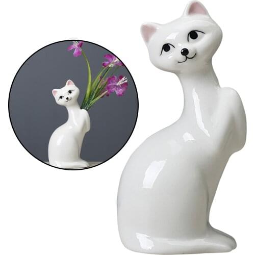 Cute Cat Flower Pot Decor w/Tray Saucer for Home Office Desk, Cat Lover Gifts, 15cm