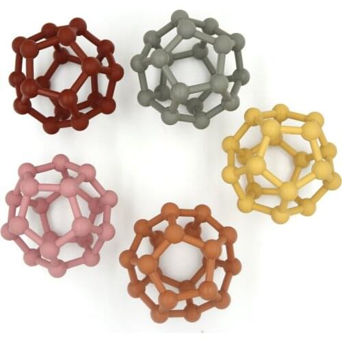 2021 hot sales baby cartoon ball shape Toys BPA Free Silicone Sensory toy Teething Ball baby teether