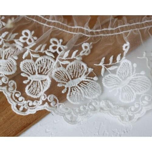 1meter White Mesh Elastic Stretch Lace Trims Pure Cotton Butterfly Embroidery 10cm DIY French Hollow Underwear High Quality