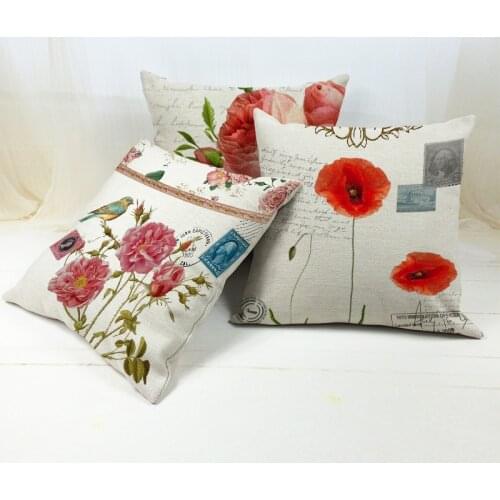 Euro Plants Rose Cushion Cover Sofa Char Seat Vigtage Flowers Pillowcase Home Decorative Throw Pillows 45*45CM Bird Pillow Case