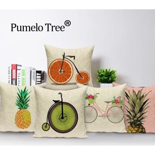 Bicycle pillow cover pineapple outdoor cushions High Quality throw pillows linen cushions decorative Custom cover cushion