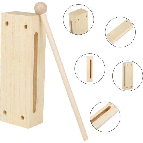 Wooden Percussion Block Woodblock with Mallet Exquisite Kid Children Musical Toy Percussion Instrument