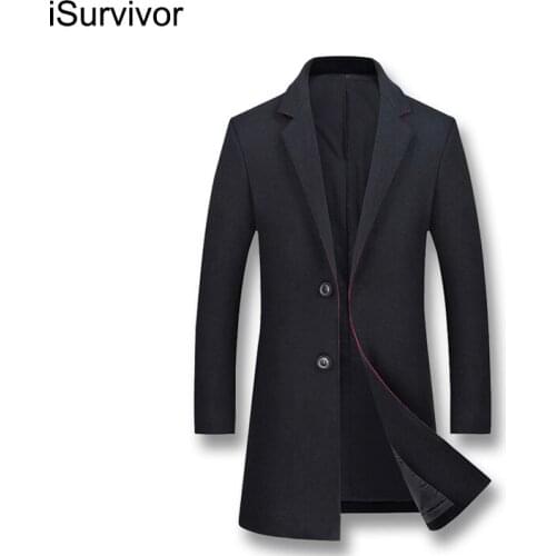 ISurvivor 2021 Men Nylon Woolen Jackets Coats Jaqueta Masculina Male Smart Causal Fashion Plus Size Woolen Jacket Hombre Outwear