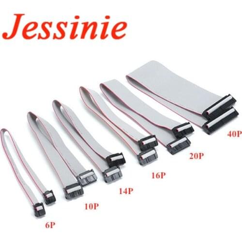 2.54MM pitch 30CM JTAG ISP AVR Download Cable Wire 300mm FC-6/10/14/16/20/40P Pin 6P 10P Connector Gray Flat Ribbon Data Cable