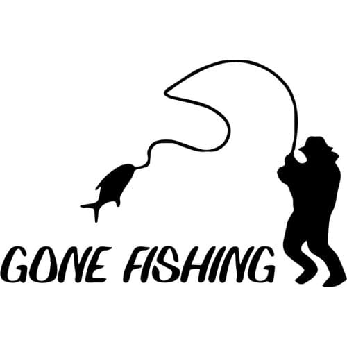 Creative Go Fishing Fashion Decals High Quality Car Decoration Personality Pvc Waterproof Decals Black/white, 18cm*12cm