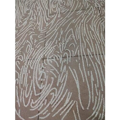 Cream white color glued glitter lace Fabric YG-80 African French Lace Fabric High Quality for party dress