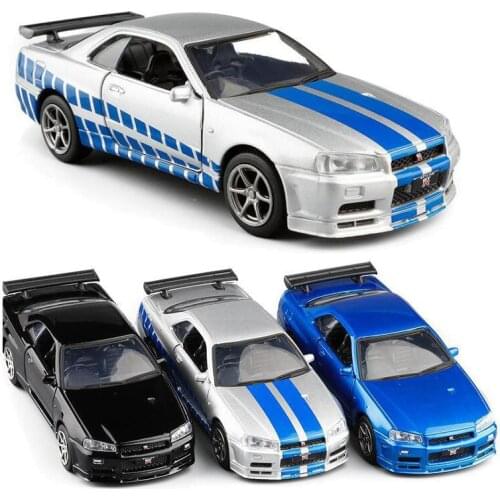 1:36 Scale Nissan GTR R34 Skyline Diecast Sports Car Alloy Model Toy Simulation Metal Off-Road Vehicle Car Model Kids Toys Gift