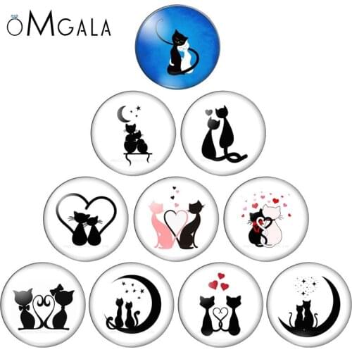 Fashion Lovely Cartoon Cats Lovers 12mm/18mm/20mm/25mm Round photo glass cabochon demo flat back Making findings