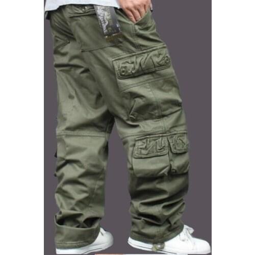 Mens Long Trousers Autumn Winter Fleece Thickened Overalls Hip Hop Men Baggy Casual Pants Warmth Plus Size