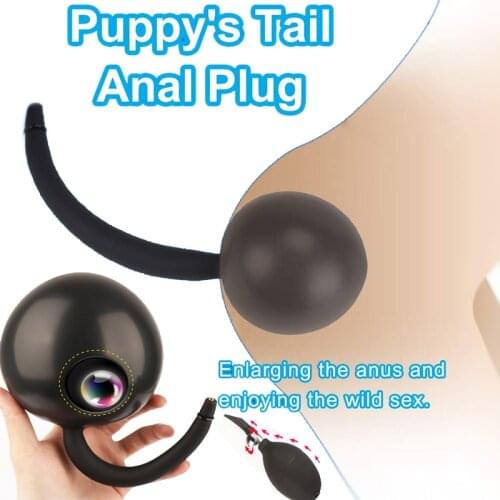 Inflatable Anal Plug Separate Pump Huge Anus Dilator Expandable Prostate Massage Dildo Pump Metal Ball Dog Tail ButtPlug Sex Toy