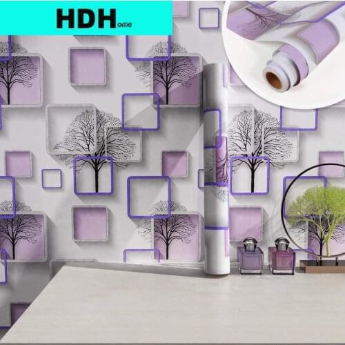 HDHome Purple Peel and Stick Wallpaper Decorative Trees Printed Self Adhesive Wallpaper Removable Contact Paper for Home Decor