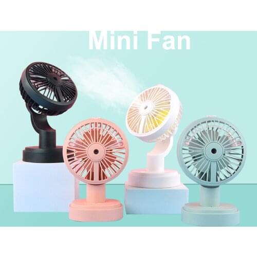 New Summer Humidifier Mini Fan USB Rechargeable Water Mist Fan With Lithium Battery Office Home Round Table Pedestal Cooling Fan