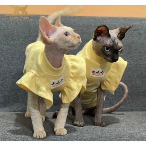 Sphynx Cat Clothes， Breathable Cat Wear Clothes Vest Shirts for Sphinx, Cornish Rex, Devon Rex, Peterbald