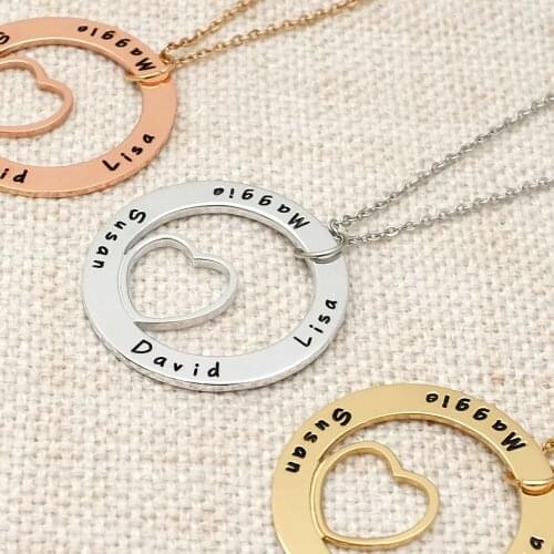 Personalized Family Name Necklace Heart Necklace Mothers Day Gift Custom Grandma Gift Mom Gift Mother Gift