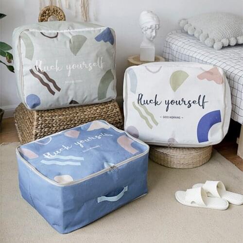 Foldable Storage Bag Household Items Quilts Pillow Blanket Organizer Clothes Cotton Wardrobe Finishing Travel Washable Dust Bags