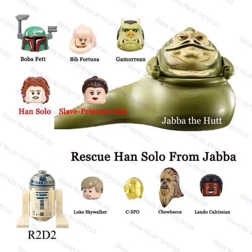 Rescue Han Solo From Jabba Palace Leia Luke R2-D2 Boba C-3PO Chewbacca Lando Building Blocks Bricks Star Action Figure Wars Toys
