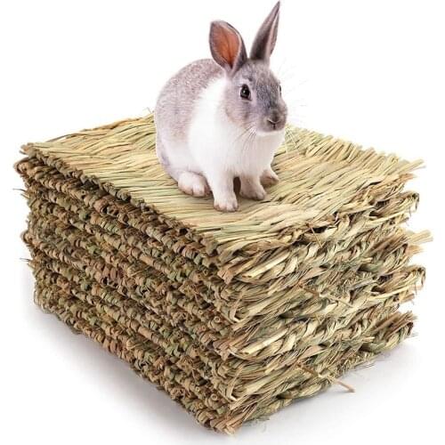 10 Pack Woven Bed Mat for Rabbits-Grass Bunny Bedding Nest-Natural Chew Toy Guinea Pig Chinchilla Squirrel rabbit house cage
