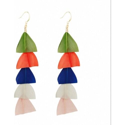 TONGKWOK Bohemia Exaggeration Dangle Earrings For Women Silk Thread Tassel Metal Long Chandelier Earrings #134243
